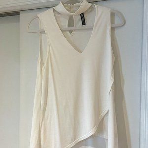 White V-Neck Halter Top